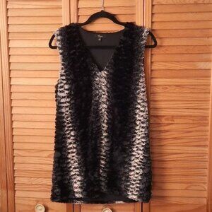 Cupio Black Tan Grey Ombre Faux Fur Vest Size Small